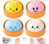 Squishy Dumpling Toy,4 Pack Glitter Giant Dumplings Squishy,Dumplings Fidget Toy for Sensory Anxiety Relief,Mystery Dumplings Stress ball for Adults Kids