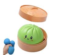 Squishy Dumpling Toy - Jumbo Dumpling with Steamer Box, Giant Soft Squeeze Dough Fidget Toy for Stress Relief, Cute Anxiety Decompression Gift for Kids, Teens & Adults (Green)