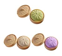 Squishy Dumpling Toy, Soft Squeeze Decompression Dough with Steamer Box, Steamed Bun Squeeze Toys for Adults & Kids-MIX-B-3PCS