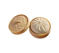 Squishy Dumpling Toy with Steamer Basket, Large Bao Bun Squishy Toy for Sensory Play, Stretchy Desk Toys, Giant Dumpling Squishy Toys with Bamboo Steamer