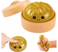 Squishy Dumpling with Steamer Box, Soft Giant Dumpling Fidget Mystery Bao Bun Ball Jumbo Large Squeeze Dough for Adults Birthday Holiday Present (orange)