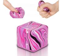 Squishy Fidget Toys Stress Cube, 1.38"1.38" Stress Balls for Kids Adults Stress Relief, Ice Squishy Cube Sugar Balls, Sensory Toys for Kids with Autism and Anxiety Disorder (Pink)