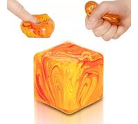 Squishy Fidget Toys Stress Cube, 1.38"*1.38" Stress Balls for Kids Adults Stress Relief, Ice Squishy Cube Sugar Balls, Sensory Toys for Kids with Autism an danxiety disorder (Orange)
