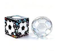 Squishy Football Stress Ball,Transparent Soccer Squeeze Toy with Removable Box,Anti-Anxiety Fidget Sensory Toy,Slow Rising Soft Ball for Kids Adults (White)