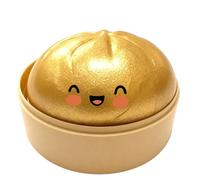 Squishy Giant Glitter Dumpling Stress Relief Bao Bun Squishy Squeeze Toy with Steamer Soft Squeeze Glitter Dumplings Stress Ball（Blue） (Antique Gold)