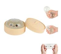 Squishy Glitter Dumpling Toy - 1 PC Bao Bun Squishys with Steamer Box, Squishy Dumpling Toys, Squishys Fidget Toys, Portable Stress Relief Squeezing Toy for Anxiety Stress Relief (Transparent）