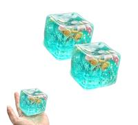 Squishy Ice Cube Fidget Toy, Ocean Theme Sensory Squeeze Toy with Seashells and Stars, Premium TPR Stress Relief Cube for Anxiety & Focus, Portable Desk Gadget for Kids, Adults (2pcs)