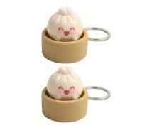 Squishy Keychain Pendant, Mini Steamer Bun Squishies Stress Relief Toys for Adults & Kids, Soft Elastic Sensory Fidget Toy Decompression Gift for Backpack, Office, Car