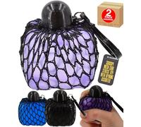 Squishy Mesh Cube Stress Ball Keyring Clip Purple Sensory Fidget Toy for Kids Stress Relief Portable Squeeze Anti-Stress Keychain for Home School Office Includes 2 Pack - Electoys