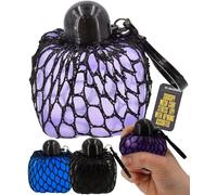Squishy Mesh Cube Stress Relief Sensory Toy Keyring Clip Purple for Kids and Adults Fidget Squash Bubble Gel Ball for Anxiety Tactile Play Small Handheld Sensory Aid Portable Squeeze Toy
