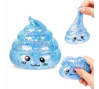Squishy Poo Glitter Stress Balls, Squishy Toy With Smiley Face Slow Rising Fidget Toy ,Blue Maltose Filled Squeeze Toy, Popular Squishies Sensory Toys Anxiety Relief For Kids Adults