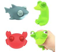Squishy Squeeze Toy with Pop Out Eyes,3Pack Funny Crab Frog Shark Pinch Toy,Fidget Stress Relief Toys,Poppy Bug Eye Popping Stress Toy for Adults Kids Autistic Hand Toy for Adults Kids Birthday Gift
