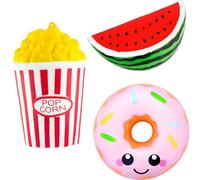 Squishy Squeeze Toys 3-Pack, Slow Rising Donut & Popcorn Set