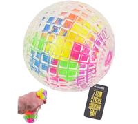 Squishy Stress Ball Sensory Toy for Children & Adults Palm-Sized Transparent Fidget Toy with Neon Coloured Gel Beads Flexible Rubber for Stress Relief Anxiety Tactile Play - Electoys