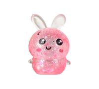 Squishy Stress Toys Easter Bunny Figure Glitter Filled Rabbit Squeezable Stress Hand Toy for Kids and Adults Desk Decor 01-Red One Size