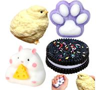 Squishy Toys Set, Squishy Sensory Toys, Fidget Toys with Paw Kit for Stress Relief Sensory Play, Suitable for Adults Stress Relief Birthday Gifts - 4 Pack