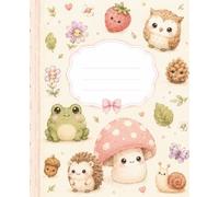 Squishy Woodland Wide Ruled Composition Notebook : Cute Forest Friends School Notebook for Girls, Kid, 110 pages