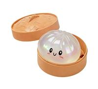 Squishys Dumpling Toy, Giant Glitter Dumpling Squishys, Stress Relief Bao Bun Squeeze Toy with Steamer, Fun Soft Squeeze Glitter Dumplings Stress Ball Sensory Fidget Toys for Kids & Adults