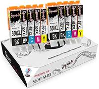 Squuido 10 ink cartridges PGI-550XL CLI-551XL PGI-550 CLI-551 compatible with Canon Pixma iP7150 MG5450 MG5550 MG5650 MG6350 MG6450 MG6650 MG7150 MG7550 MX725 MX925 iP7250 iP8750 | High Capacity