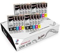 Squuido 20 ink cartridges PGI-520 CLI-521 compatible with Canon PIXMA MP540 MP550 MP560 iP4700 iP3600 iP4600 MP640 MP630 MP620 MP980 MP990 MX860 MX870 | High Capacity