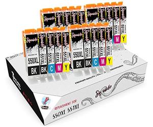 Squuido 20 ink cartridges PGI-550XL CLI-551XL PGI-550 CLI-551 compatible with Canon Pixma iP7150 MG5450 MG5550 MG5650 MG6350 MG6450 MG6650 MG7150 MG7550 MX725 MX925 iP7250 iX6850 | High Capacity