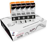 Squuido 5 black ink cartridges PGI-550XL PGI-550 XL compatible with Canon Pixma iP7150 MG5450 MG5550 MG5650 MG6350 MG6450 MG6650 MG7150 MG7550 MX725 MX925 iP7250 iP8750 iX6850 | High Capacity