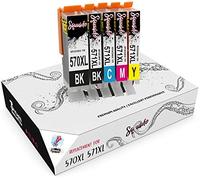 Squuido 5 ink cartridges PGI-570XL CLI-571XL PGI-570 CLI-571 compatible with Canon Pixma MG5750 MG5751 MG5752 MG5753 MG6850 MG6851 MG6852 MG6853 MG7750 TS5050 TS5051 TS6050 TS6051 | High Capacity