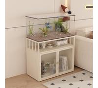 SQUZO Aquarium Stand With Cabinet Doors, Fish Tank Stand 2-Tier Storage Shelves Portable with Casters for Home Office(White,80 * 40 * 70cm)