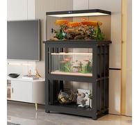 SQUZO Heavy Duty Aquarium Stand, Fish Tank with Stand 3-Tier Metal Aquarium Reptile Tank Stands, 660lbs Capacity for Living Room, Shop, Office(Black,80x40x100cm)