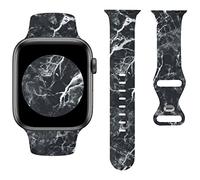 Sqweey Watch Band Compatible with Apple Watch 38mm 40mm 41mm 42mm Women Men Luxury Black Marble Design Replaceable Silicone Smartwatch Band Straps for iWatch Series 10 9 8 SE 7 6 5 4 3 2 1