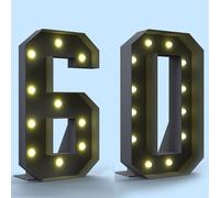 SQWHIIY 4FT Marquee Light Up Numbers for 30th 40th Birthday Party LED Large Lighted Marquee Numbers Pre-Cut Frame Mosaic Numbers DIY Decoration (Color : Black, Size : Number 60)