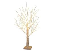 SQWHIIY 60cm Birch Twig Tree with 120 Warm White LED Lights, Auto-Off Timer And 8 Lighting Modes, 3M Power Cable, Suitable for Indoor or Outdoor Use - White