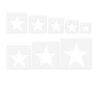 SQXBK 16PCS 25/22.5/20/17.5/15/12/9/6cm White PET Plastic Five Pointed Star DIY Cut Out Spray Painting Decorative Drawing Templates Suitable for Wooden Signs Garments Gift Making