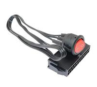 SQXBK 24-Pin Female ATX PSU Power Supply Starter On/Off Switch Jumper Bridge with Braided Cable and Red Light