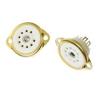 SQXBK Vacuum Tube Socket 2PCS Ceramic Gold Plated 9Pin Chassis Mount Vacuum Tube Socket For 12AX7 12AT7 12AU7 ECC83 EL84 6922 Etc Vacuum Tube