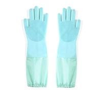 SQYDFDC 2 pairs of silicone dishwashing and pet decoration gloves, extended design with high density teeth, available in summer and winter (purple, pink, green) green No velvet inside2pcs