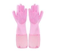 SQYDFDC 2 pairs of silicone dishwashing gloves, pet gloves, soft and durable silicone scrubber (green, purple, pink) pink No velvet inside2pcs