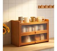 SQYHYTS 3-tier Kitchen Pantry Sideboard Bamboo Mini Countertop Cabinet with Flip-up Cabinet Doors 13.8/19.7in Multifunctional Shelves Organize For Bedrooms, Living Rooms, Dining Areas,3 Tiers,50cm