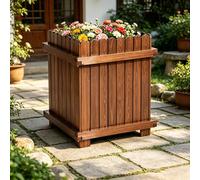 SQYHYTS 31.5in Outdoor Garden Planters 2-in-1 Outdoor Rectangular Flower Beds With Drainage Holes For Gardening Wood Planter Box Heavy Duty Wooden Planter For Porch Patio Backyard,Wood Tone,60×80cm