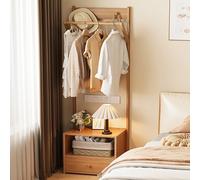 SQYHYTS Bamboo Coat Hat Stand Features Storage Cabinets And Hook Racks Heavy Duty Coat Rack Freestanding 62.2in Tall Hall Tree Stand For Living Rooms, Bedrooms, And Hallways,Natural,60cm