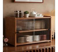 SQYHYTS Free-standing Countertop Storage Cabinet Small Bamboo Kitchen Pantry Sideboard Features Cabinet Doors And Removable Shelves Multipurpose Desktop Display Rack For Spice Jars,2 Tiers,50cm