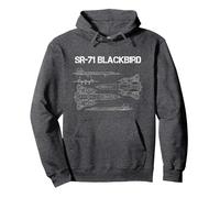 SR-71 Blackbird Blueprint Air Force Military Jet Pullover Hoodie, Adult Unisex, Dark Heather Grey, XX-Large