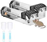 SR ESSENTIALS 2 Pack Humane Mouse Traps for Indoors & Outdoors, Live Catch and Release Design, Highly Sensitive, Effective Quick Rodent Catcher Comes with 2 Cleaning Brushes and Instructions Manual