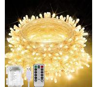 SR ESSENTIALS 5m 50 LED Fairy Lights with Remote Control - Dual Power (USB & Battery), Warm White Waterproof String Lights for Bedroom, Garden, Wall, Party & Festive Decor (Warm White)