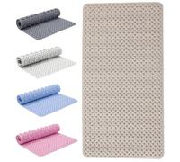 SR ESSENTIALS Bath Mat Non Slip Anti Mould - 36x70cm Bathtub Mat for Bathroom with Suction Cups and Drain Holes, Machine Washable Shower Mats for Inside Shower Ideal for Kids & Elderly (Khaki)