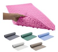 SR ESSENTIALS Bath Mat Non Slip Anti Mould - 36x70cm Shower Mat for Bathroom with Suction Cups and Drain Holes, Machine Washable Shower Mats for Inside Shower Ideal for Kids & Elderly (Pink)