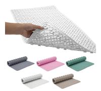 SR ESSENTIALS Bath Mat Non Slip Anti Mould - 36x70cm Shower Mat for Bathroom with Suction Cups and Drain Holes, Machine Washable Shower Mats for Inside Shower Ideal for Kids & Elderly (White)