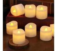 SR ESSENTIALS Battery Operated Flickering LED Candles, Long-Lasting Battery Tea Lights for Weddings, Parties, Halloween, Christmas Home Decor Fake Candles [Energy Class A] (12Pcs Warm White)