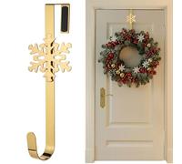 SR ESSENTIALS Gold Wreath Hanger for Front Door with Decorative Snowflake, 12" Wreath Door Hanger, Perfect for Valentine, Welcome, Wedding & Christmas Decorations Over Door Hanger (Golden)