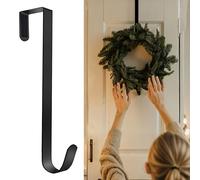 SR ESSENTIALS Pack of 1 Wreath Hanger for Front Door, 12" Wreath Door Hanger, Perfect for Halloween, Wedding & Christmas Decorations Over Door Hanger (Black)